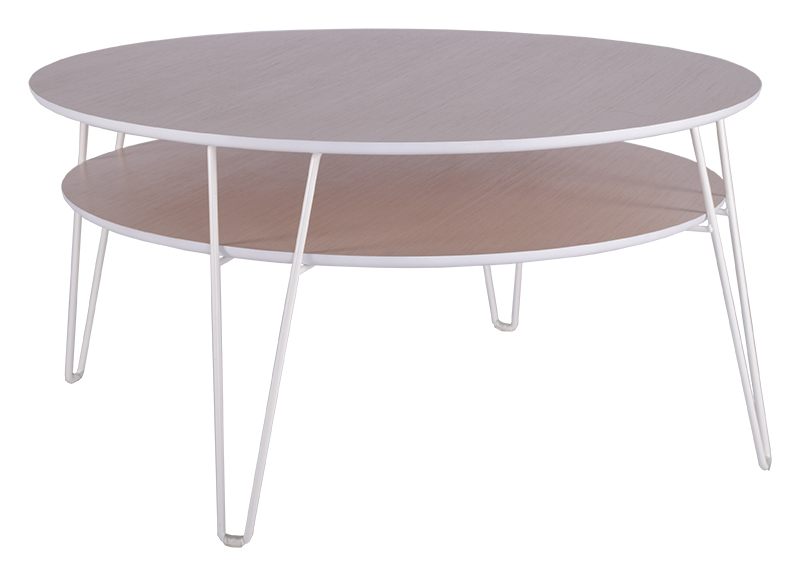 Leon soffbord rund �100 cm - Ljus ek / vit