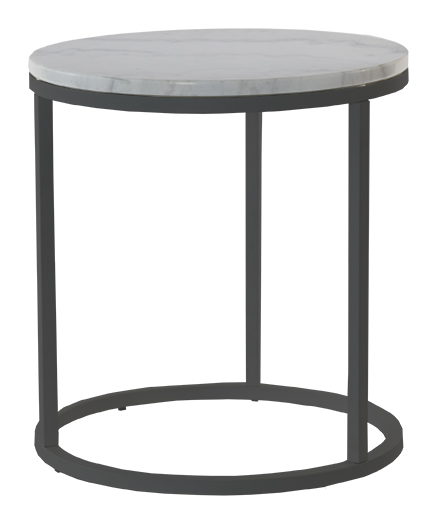 Accent runt lampbord D50 cm - Vit marmor / svart underrede