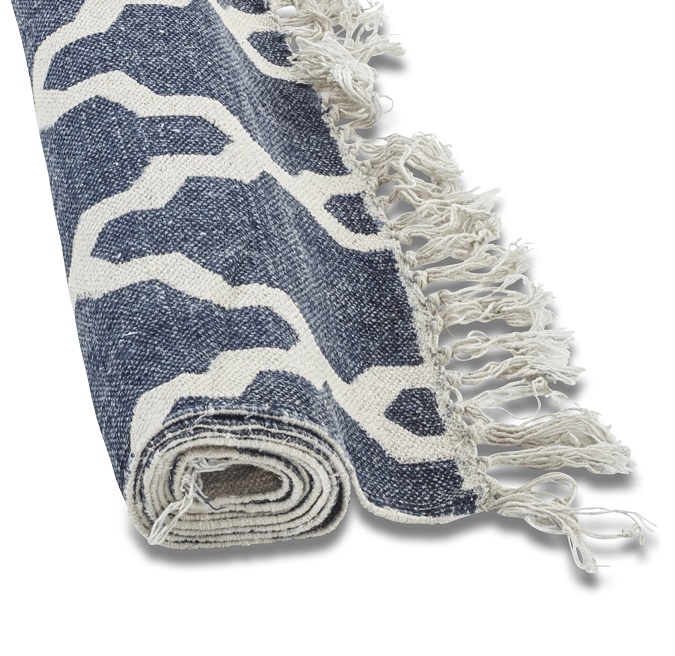 Stentvättad bomullsmatta Varanasi - Blå/Vit Stentvättad bomullsmatta Varanasi - Blå/Vit