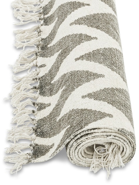 Stentv�ttad bomullsmatta zigzag - Koppargr�
