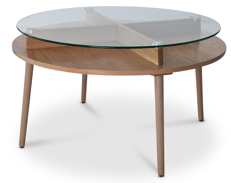 Solo soffbord Ø90 cm - Ljus ek / glas Solo soffbord Ø90 cm - Ljus ek / glas