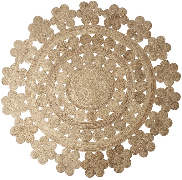 Handgemaakt jute vloerkleed - juni cirkel 150 cm doorsnee