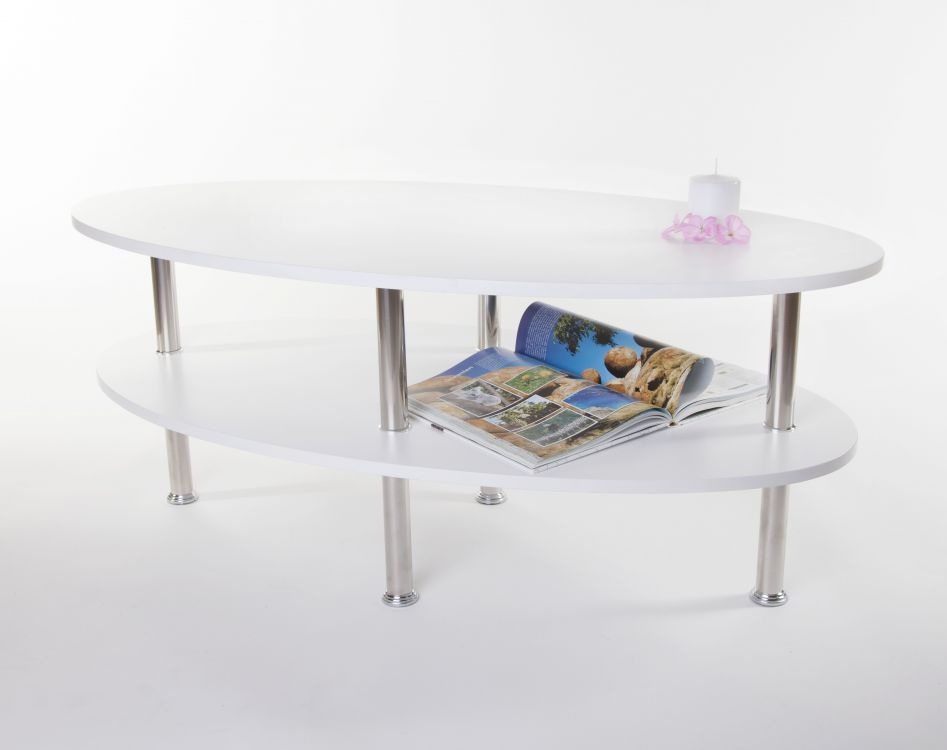 Robin soffbord 120 - Vit / krom