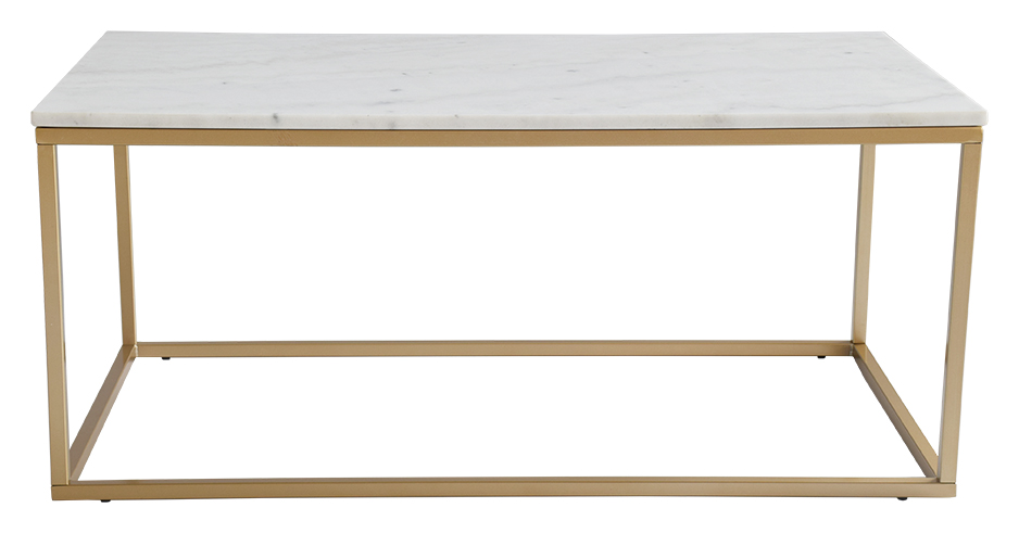 Accent soffbord 110 - Vit Marmor / M�ssingsf�rgat underrede