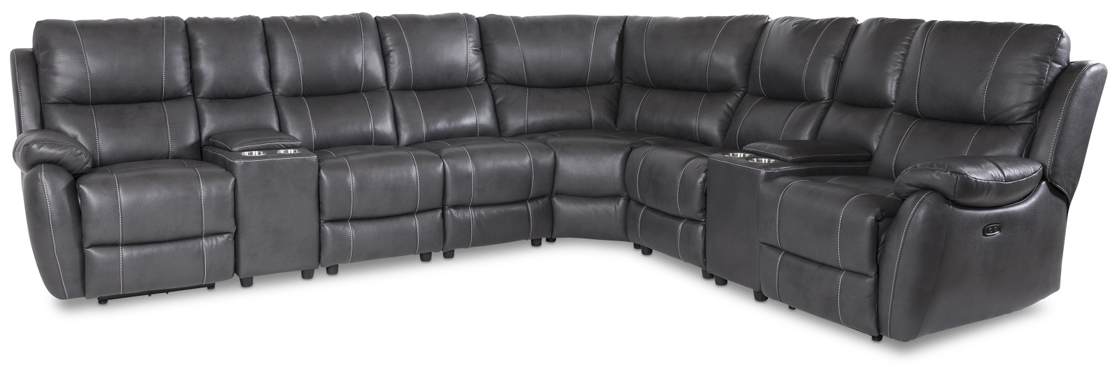 Enjoy relaxhoekbank - 6-zits elektrisch in grijs kunstleer (model V)