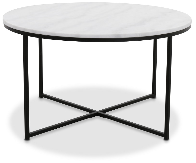 Maryland soffbord �85 cm - Vit �kta Marmor / Svart