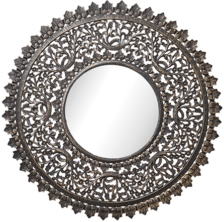 Carve rund spegel 115 cm - Antik tr�f�rg