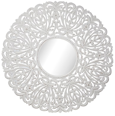 Carve rund spegel 90 cm - Antikvit