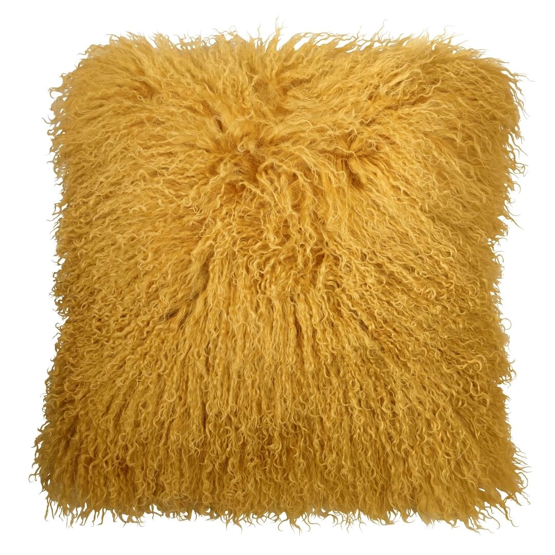 Tibet kuddfodral f�rskinn - Senap