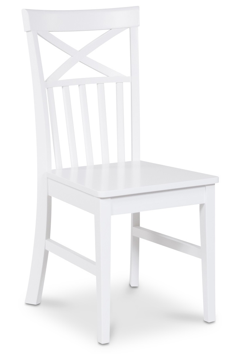 Nidingen witte stoel met een kruis op de rugleuning + Meubelpoten