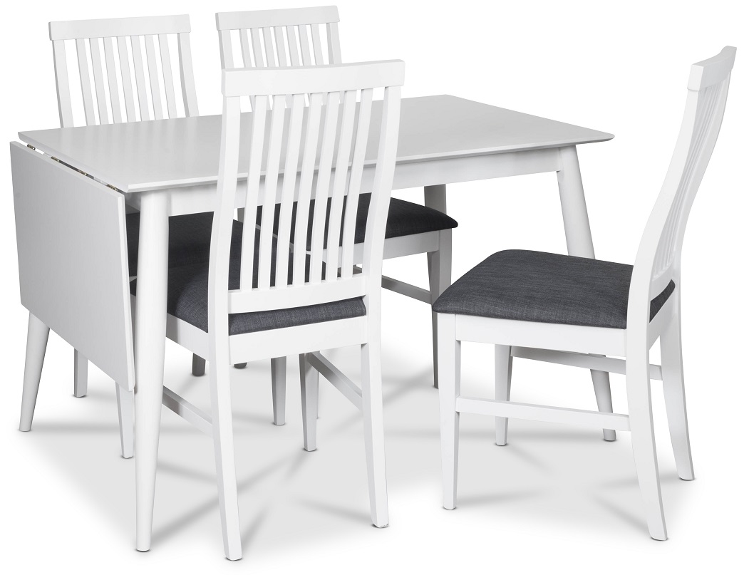 T�rn� matgrupp, Klaffbord med 4 st Kivik matstolar med gr� tygsits