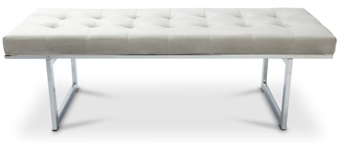 New York knappad b�nk 130 cm - Gr�beige/krom