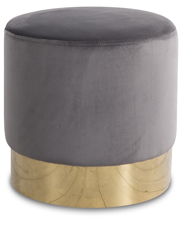 Sittpuff Isabelle 42Ø cm - Grå/Mässing Sittpuff Isabelle 42Ø cm - Grå/Mässing