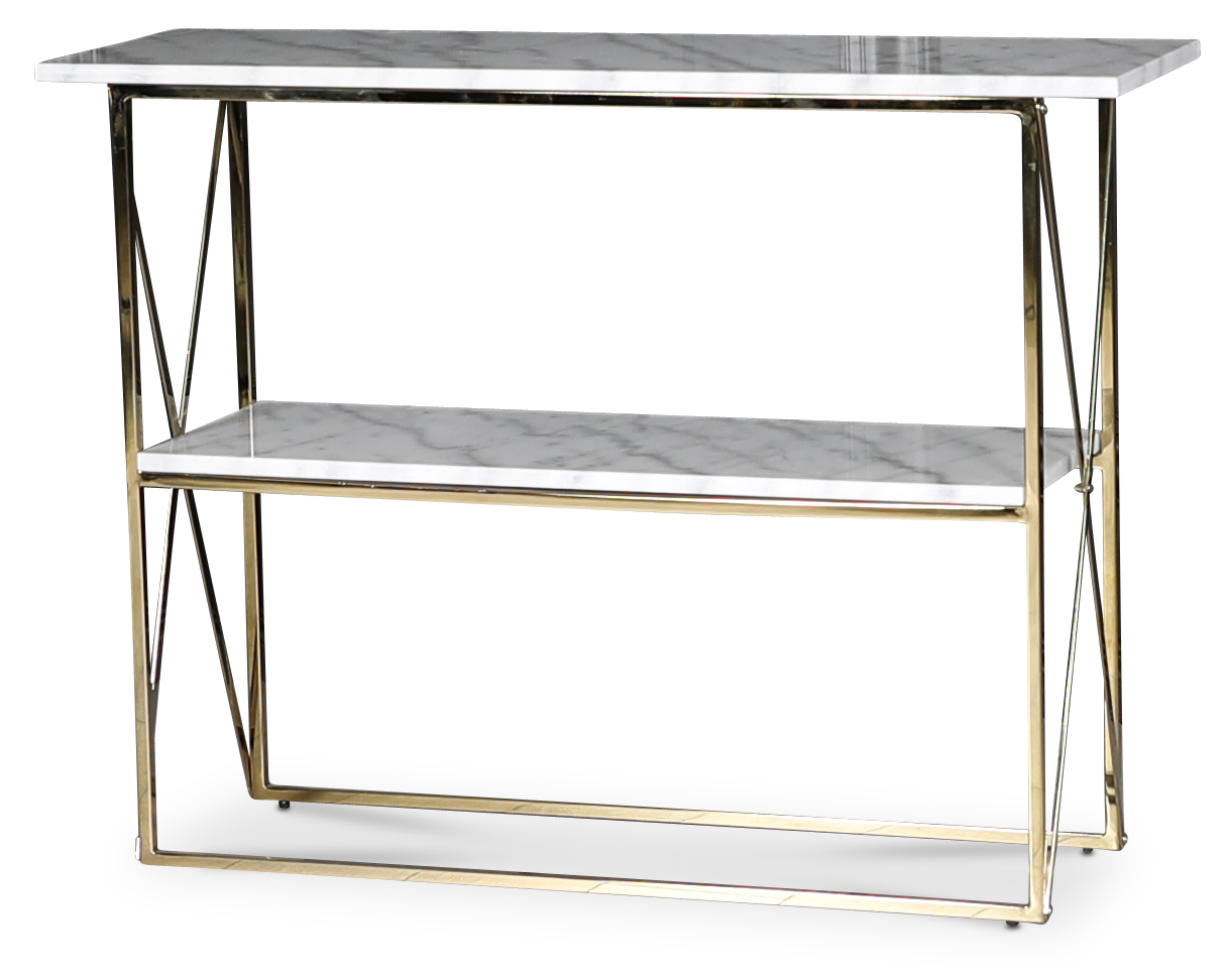 Paladium konsolbord 110 x 35 cm - M�ssing / Ljus marmor
