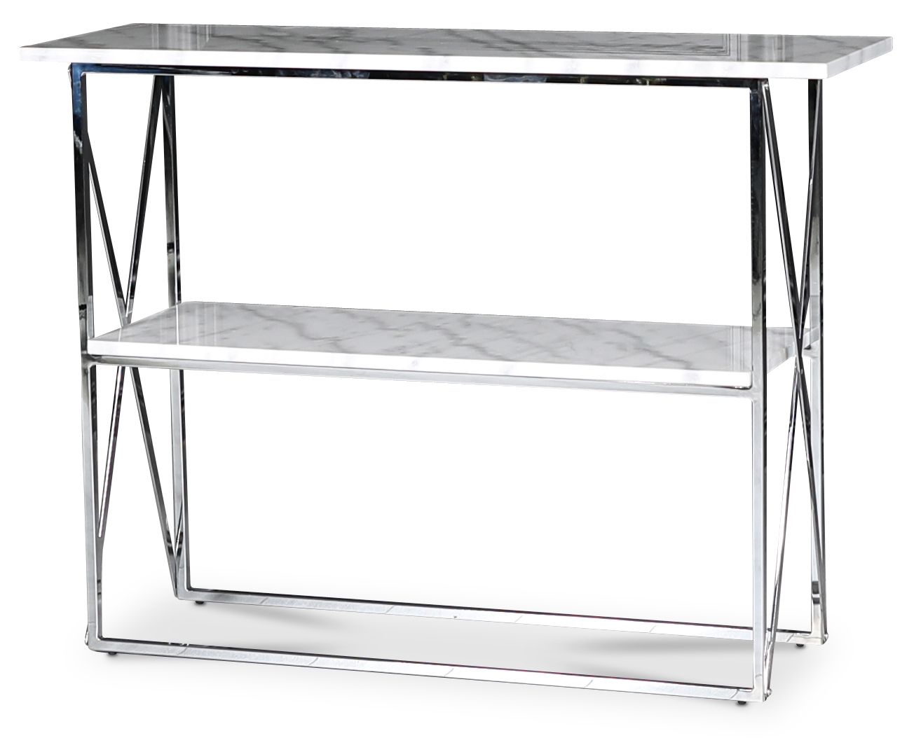Paladium konsolbord 110 x 35 cm - Krom / Ljus marmor Paladium konsolbord 110 x 35 cm - Krom / Ljus marmor