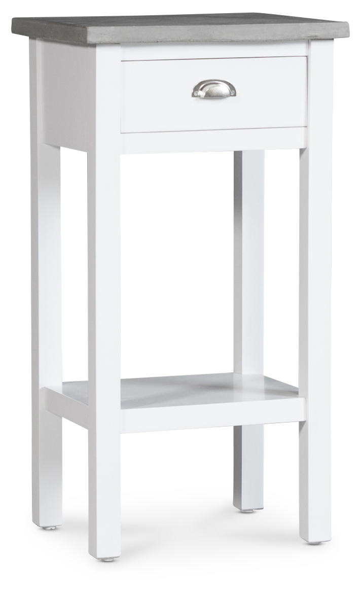 Nachtkastje 75 cm hoog wit cementblad + Meubelreiniging Nachtkastje 75 cm hoog wit cementblad + Meubelreiniging