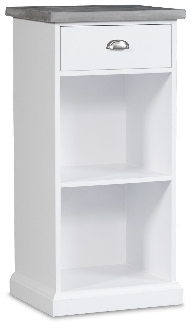 Bureau hugo met 1 lade en opberger - Wit/cement + Meubelpoten