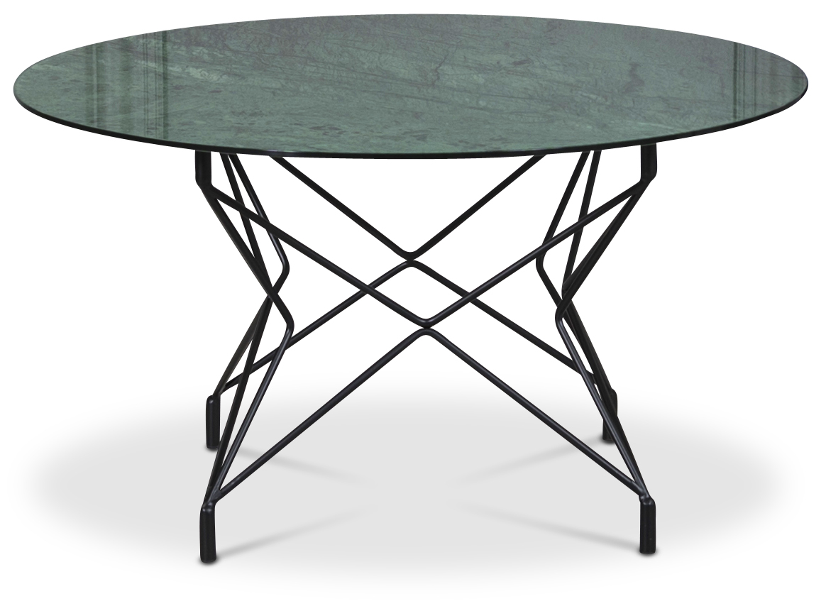 Soffbord Star 90 cm - Gr�nt marmorerat glas / svart underrede