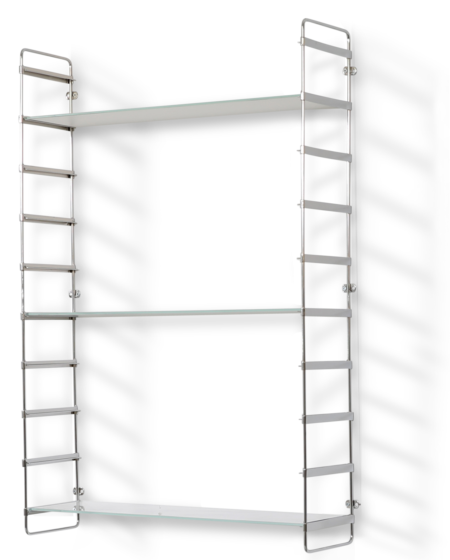 Stream kromad v�gghylla med vit glasmarmor hyllplan