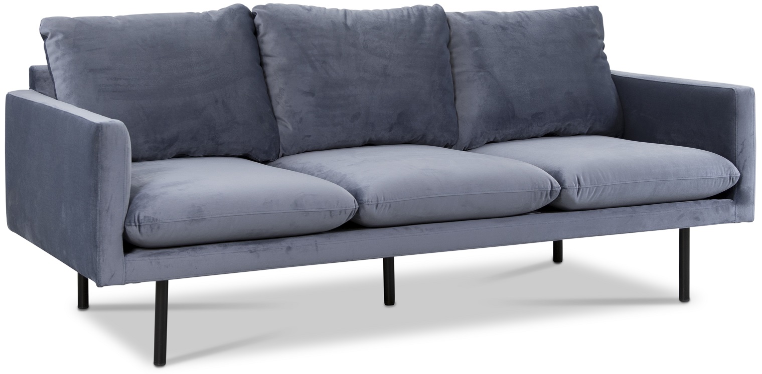 Carolina 3-sits soffa sammet ljusbl�