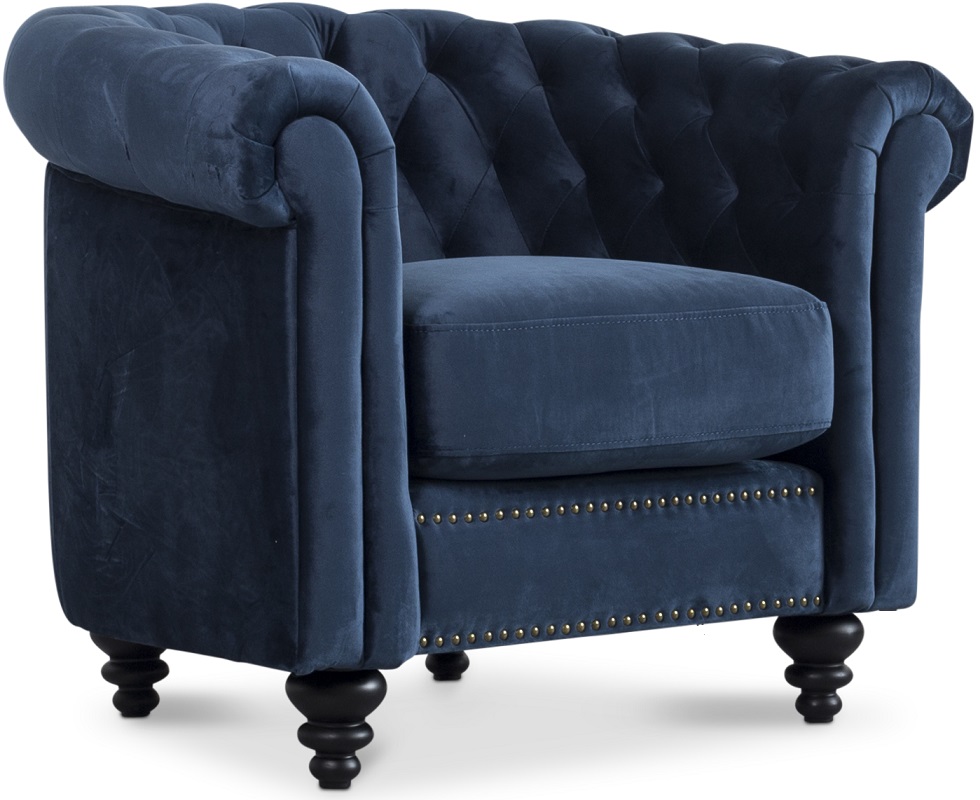 Royal Chesterfield f�t�lj bl� sammet