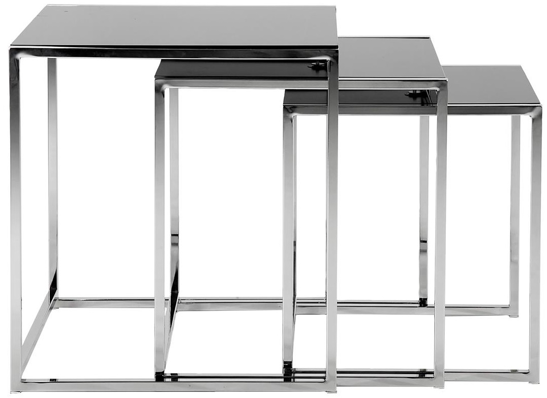 Kruistafel set van drie tafels - Chroom/Zwart Kruistafel set van drie tafels - Chroom/Zwart