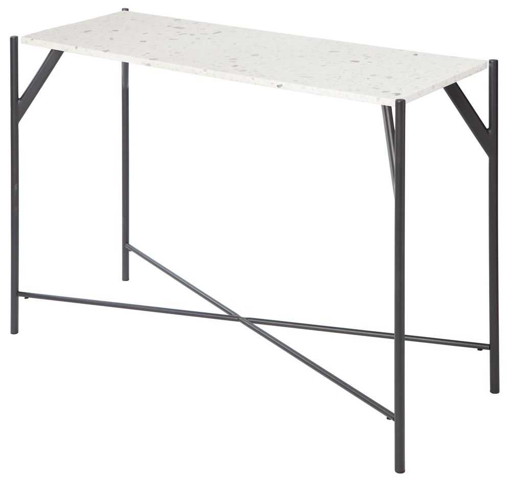 Consoletafel met stenen blad en zwarte poten, 100 cm breed