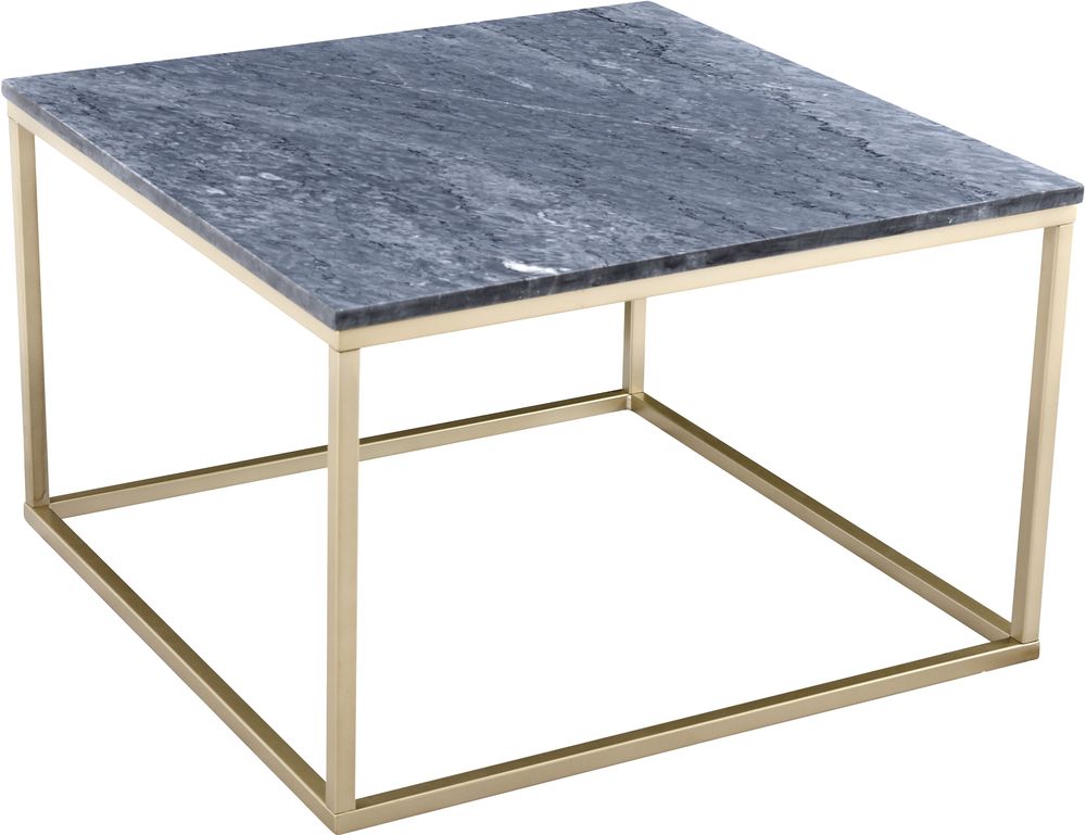 Accent 75x75 cm soffbord i gr� marmor med m�ssingsf�rgat underrede