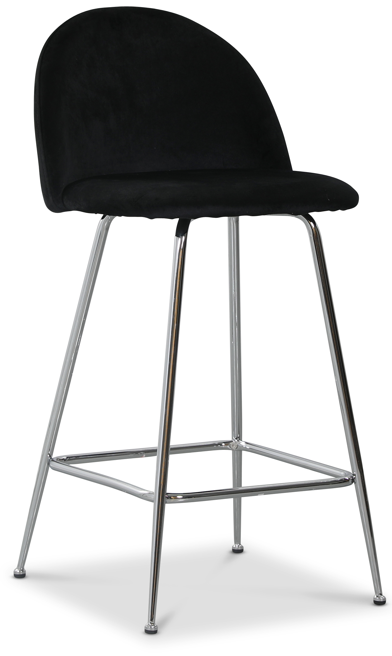 Barkruk Art Velvet - Zwart fluweel / Chroom + Meubelpoten