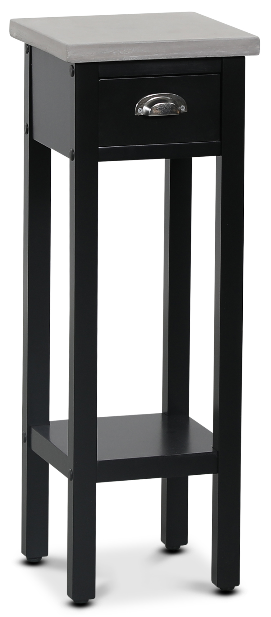 Hugo zwart nachtkastje hoogte 70 cm cement blad + Meubelpoten Hugo zwart nachtkastje hoogte 70 cm cement blad + Meubelpoten