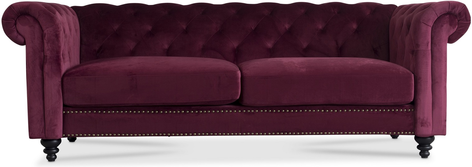 Royal Chesterfield 3-sits soffa Bordeaux sammet