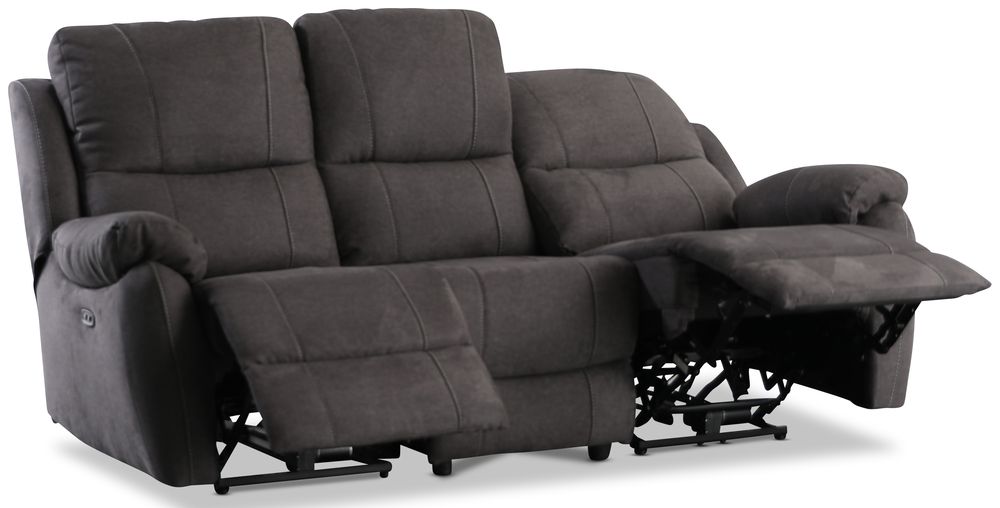 Enjoy Hollywood reclinersoffa - 3-sits (el) i antracit microfibertyg