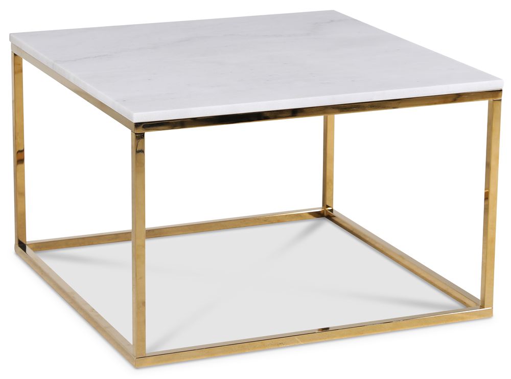 Accent salontafel 75 - Wit marmer / Gepolijst messing