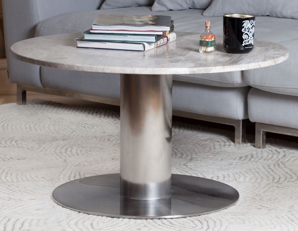 Next 85 ronde marmeren salontafel met metalen onderstel