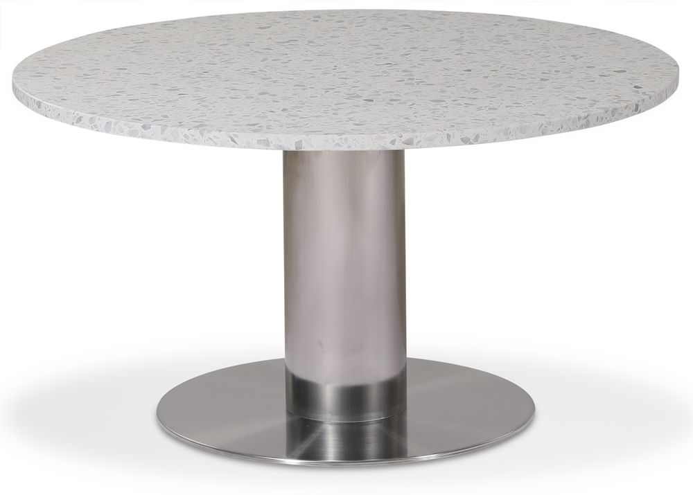 Next 85 runt soffbord - Borstad stål / terrazzo (Bianco) Next 85 runt soffbord - Borstad stål / terrazzo (Bianco)