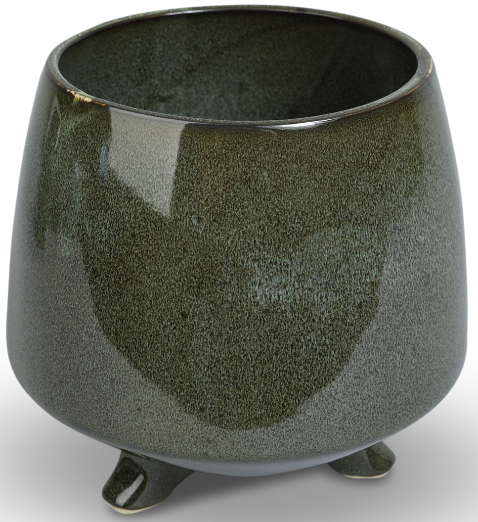 Kruka Dreja med tre f�tter H16 cm - Gr�n