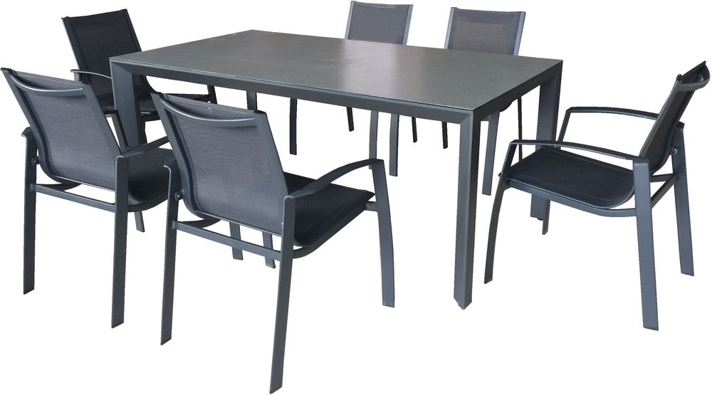 Ekeryd utegrupp: 6 stolar och bord - Antracit