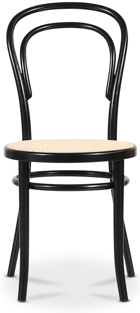 No 14 matstol med rottingsits - Svart