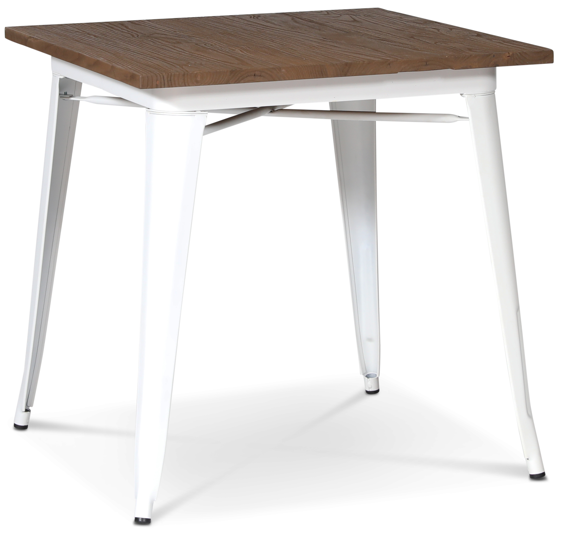 France metallbord 75 x 75 cm - Vit / Brunt tr�