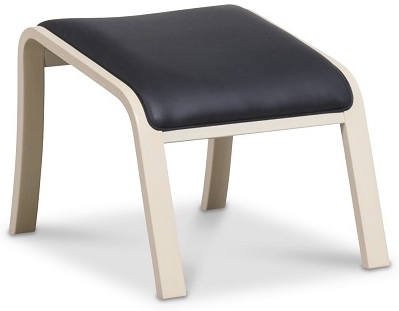 Frank fotpall i svart läder - Vitpigmenterad bok Frank fotpall i svart läder - Vitpigmenterad bok