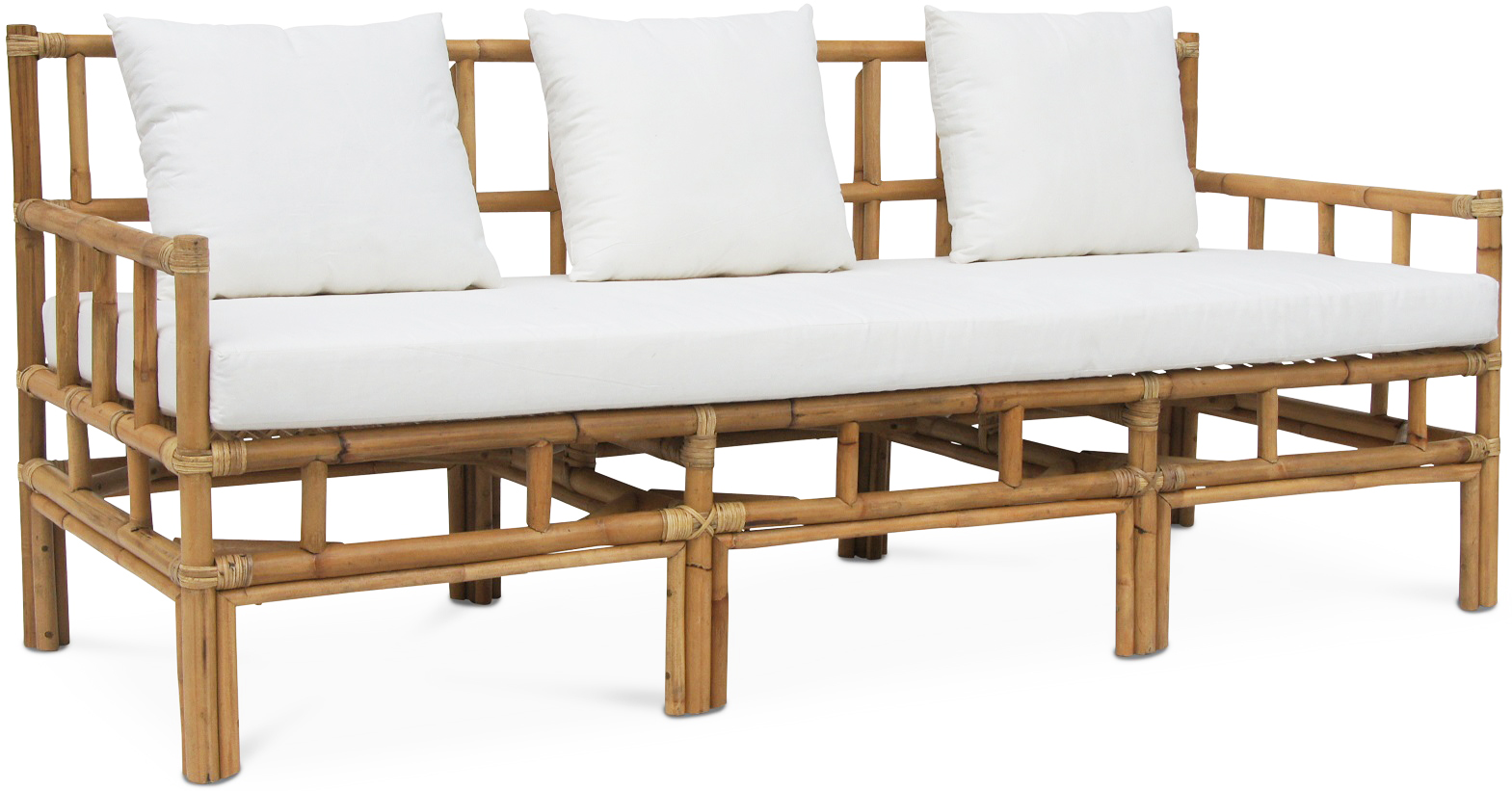 Bank Amelia in rotan - 180 cm + Meubelpoten