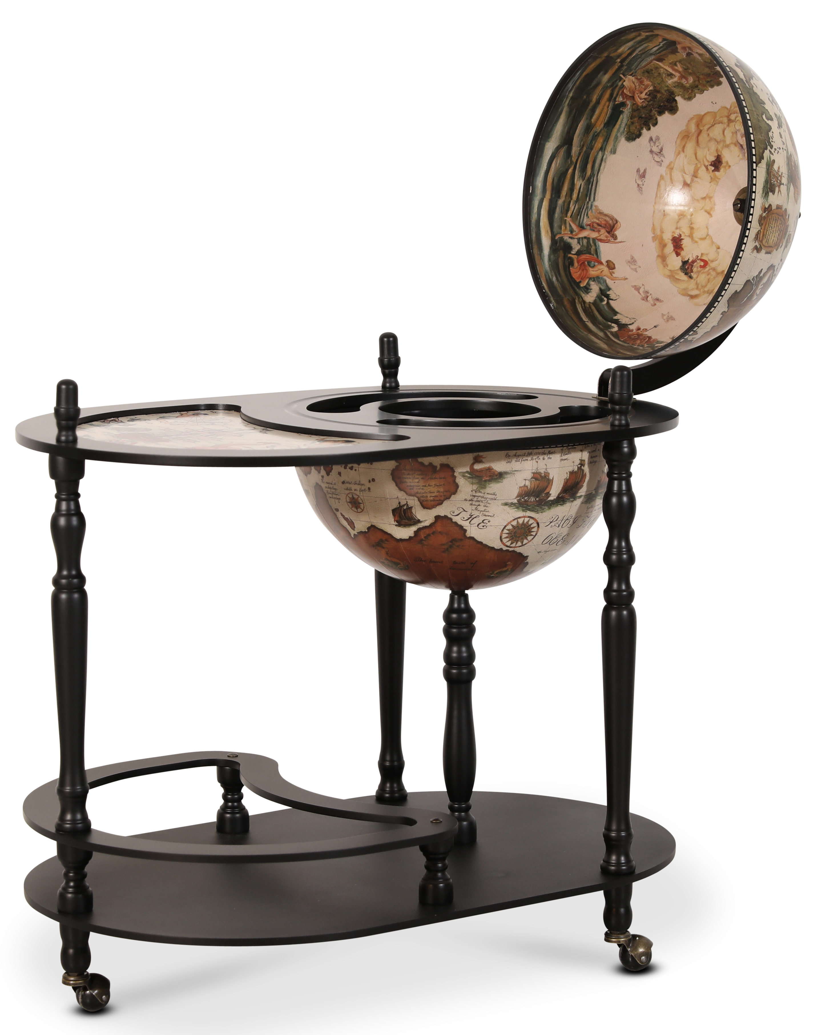 Michelangelo serveringsvagn barglob 81 x 51 cm - Svart/vit