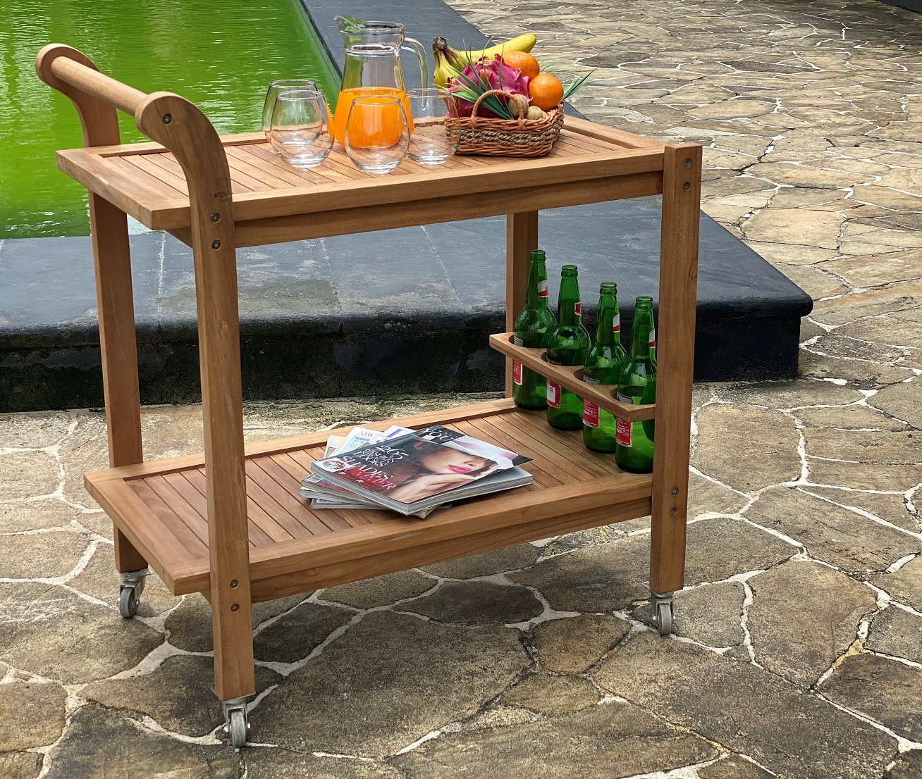 Salt� serveerwagen in teak