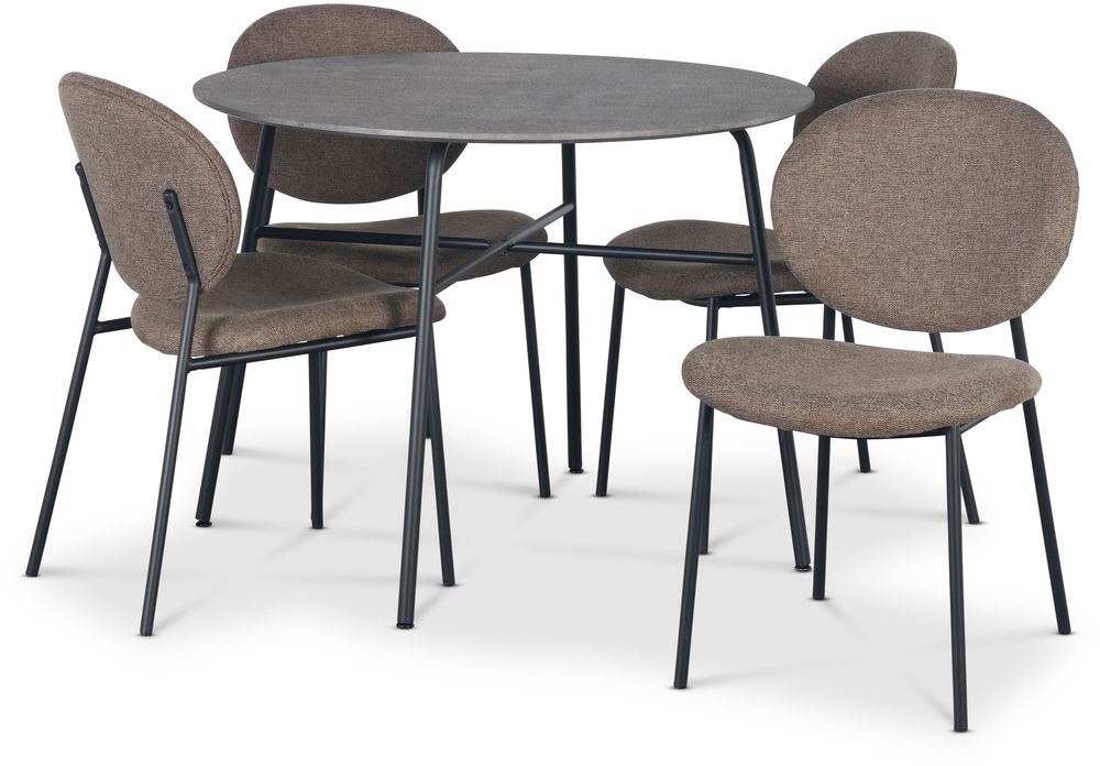 Tofta matgrupp �100 cm bord i betongimitation + 4 st Tofta bruna stolar