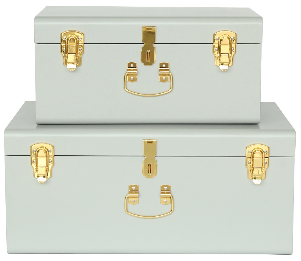 Matteus vintage Koffert set - Ljusgr� / M�ssing + M�beltassar