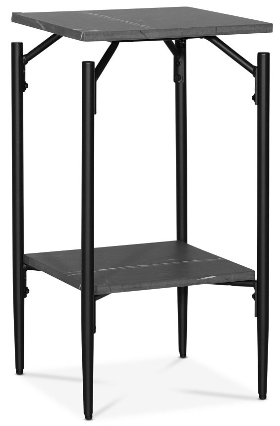 Wayne sängbord högt med hylla 75 x 40 x 40 cm - Grå marmorfoliering + Textilvård för möbler Wayne sängbord högt med hylla 75 x 40 x 40 cm - Grå marmorfoliering + Textilvård för möbler