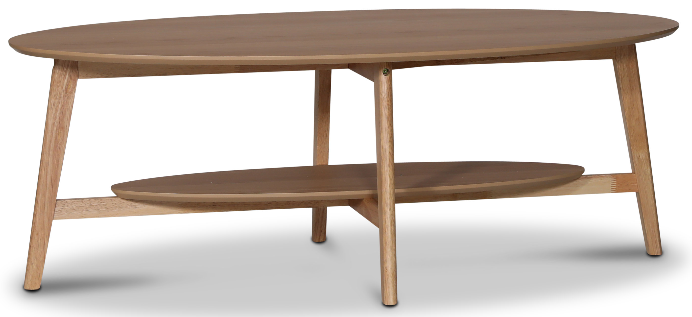 Bridge ovale salontafel met plank 140 cm - Eiken fineer