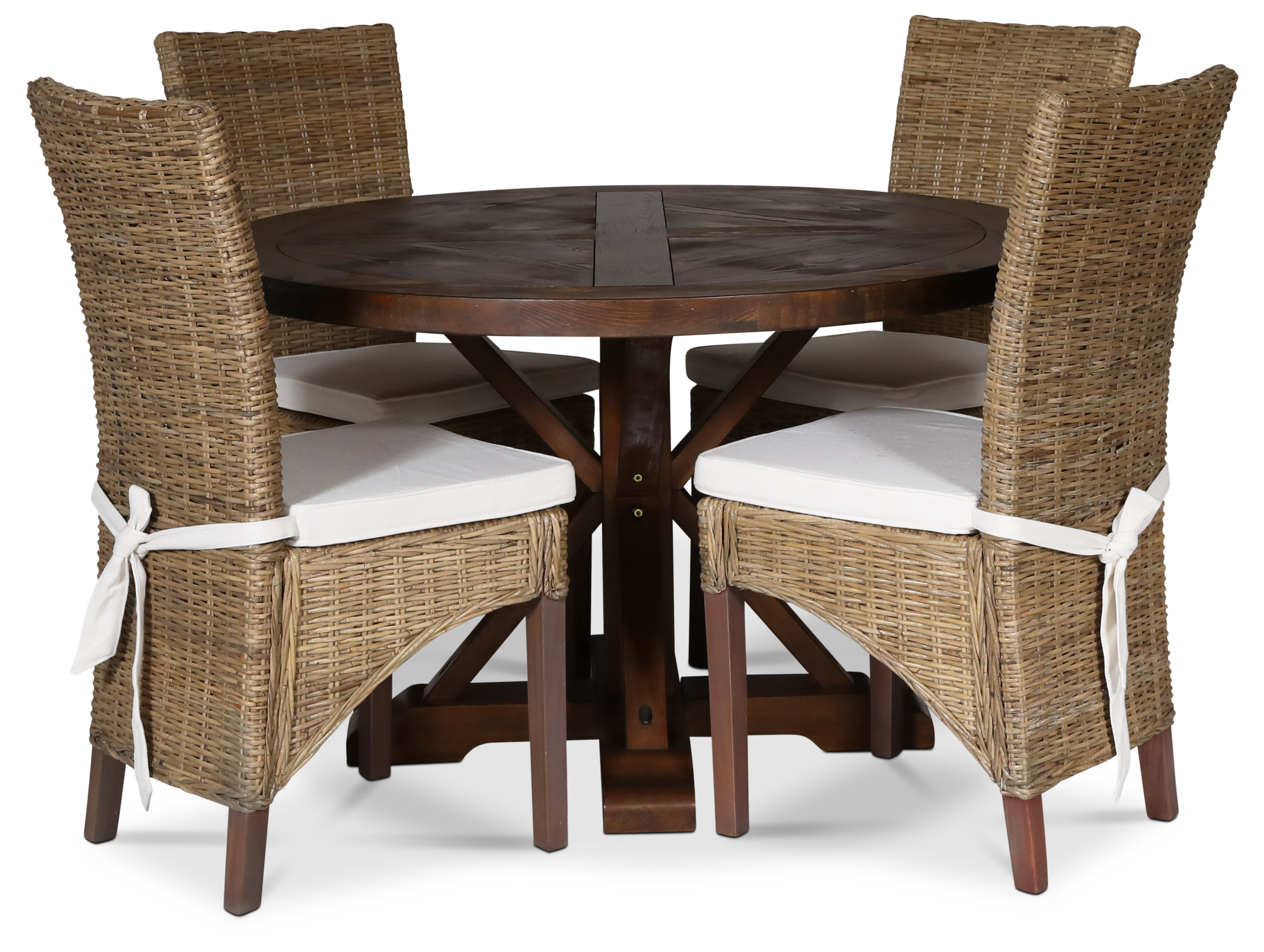 Tuva matgrupp; runt matbord, Drivved + 4 st Croco matstolar med dyna