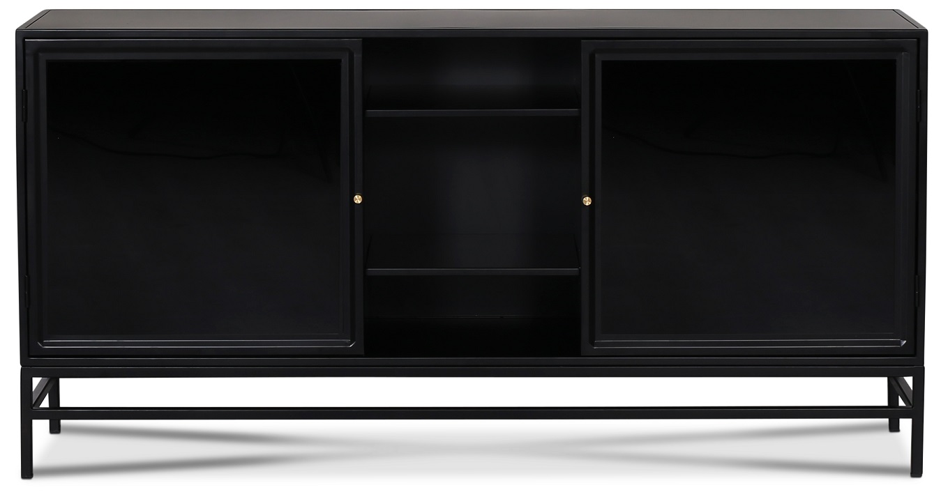 Revel sideboard 160 cm - Svart / M�rktonat glas