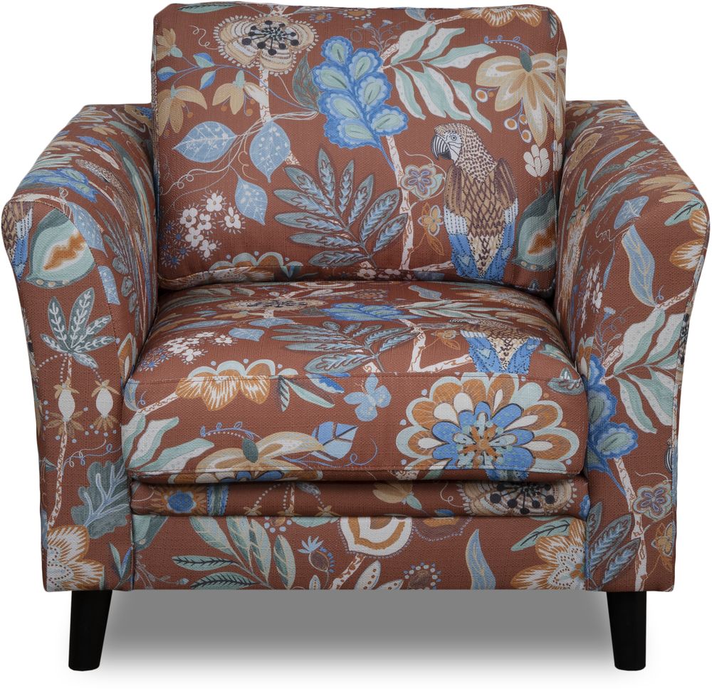 Eker� fauteuil in gebloemde stof - Eden Parrot Terracotta